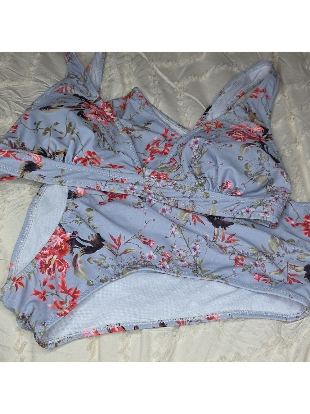 #0931 - Light Blue Floral Bikini Set - Picture 3 of 5